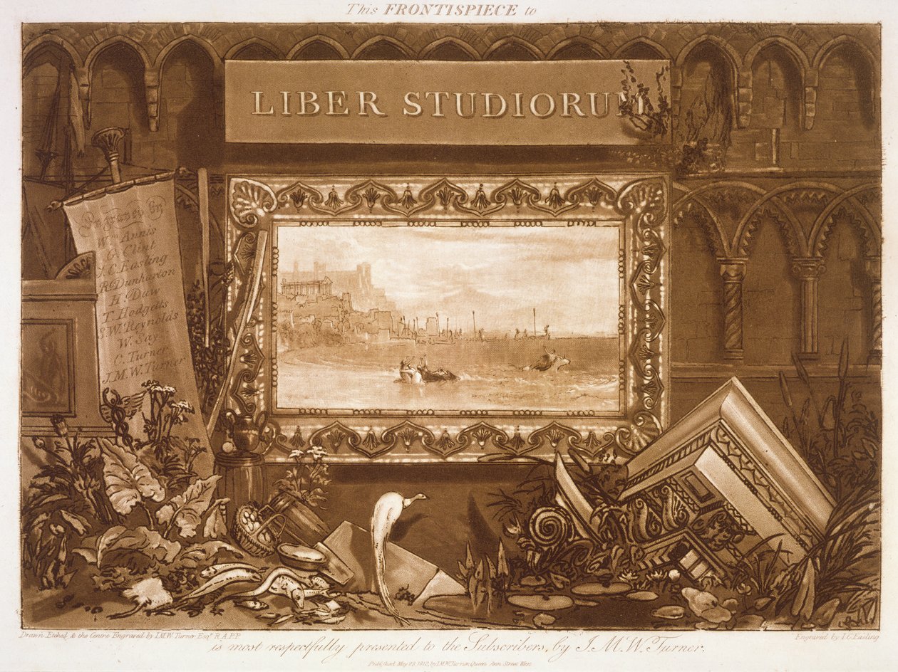 F.1.I. A „Liber Studiorum” homlokzata, amely Európa Tyrus városából való távozását ábrázolja, J. C. Easling metszet, 1812 alkotó: Joseph Mallord William Turner