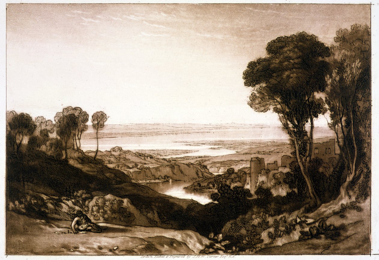 F.28.I Severn és Wye csomópontja, a „Liber Studiorum”-ból, 1811 alkotó: Joseph Mallord William Turner