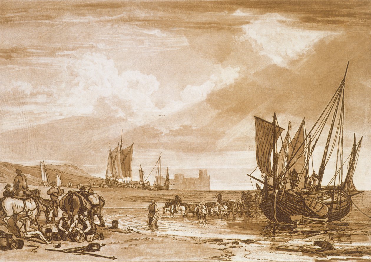 F.4.I Jelenet a francia parton, a „Liber Studiorum”-ból, vésette: Charles Turner, 1807 alkotó: Joseph Mallord William Turner