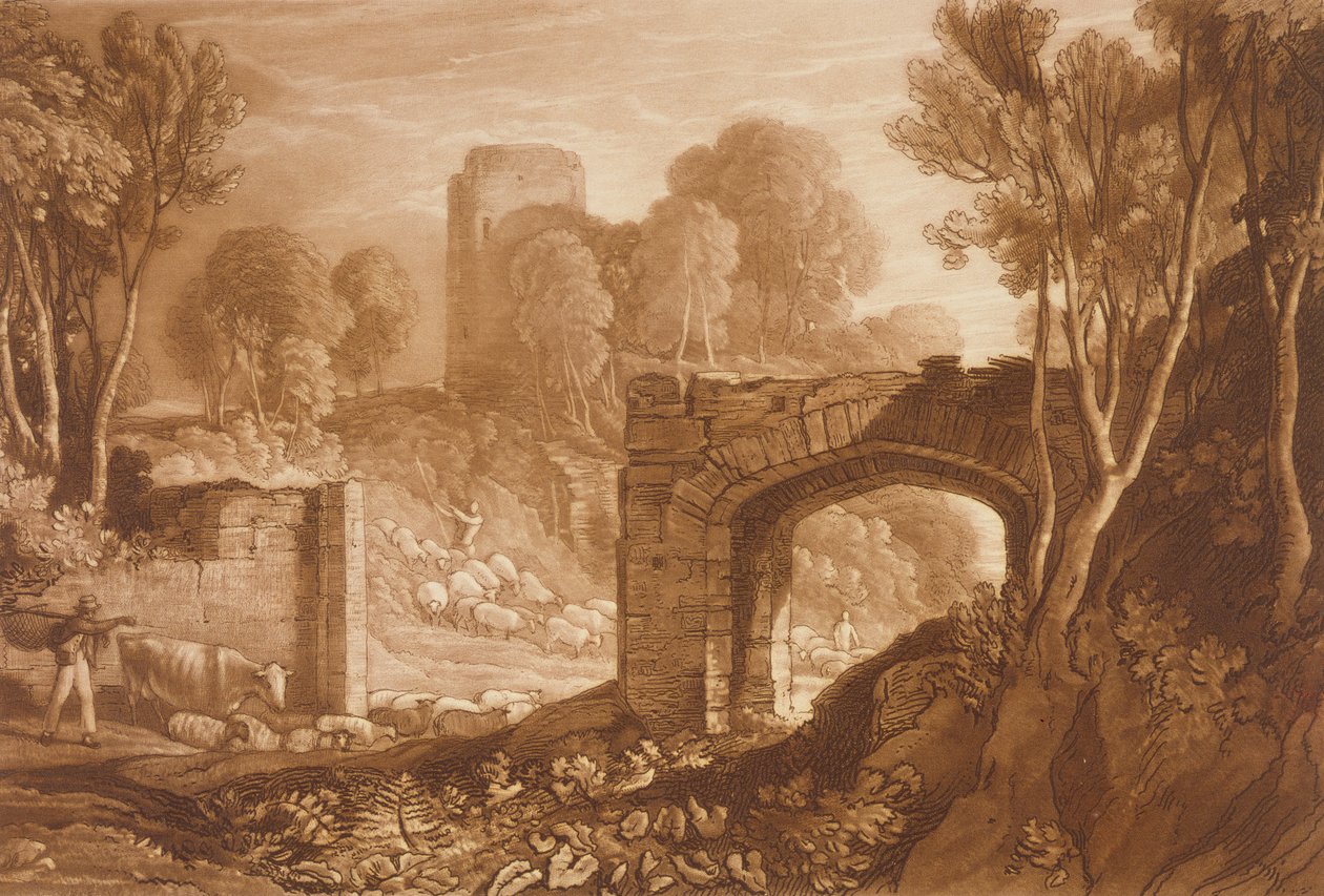 F.67.I East Gate, Winchelsea, a „Liber Studiorum”-ból, vésette Samuel William Reynolds, 1819 alkotó: Joseph Mallord William Turner