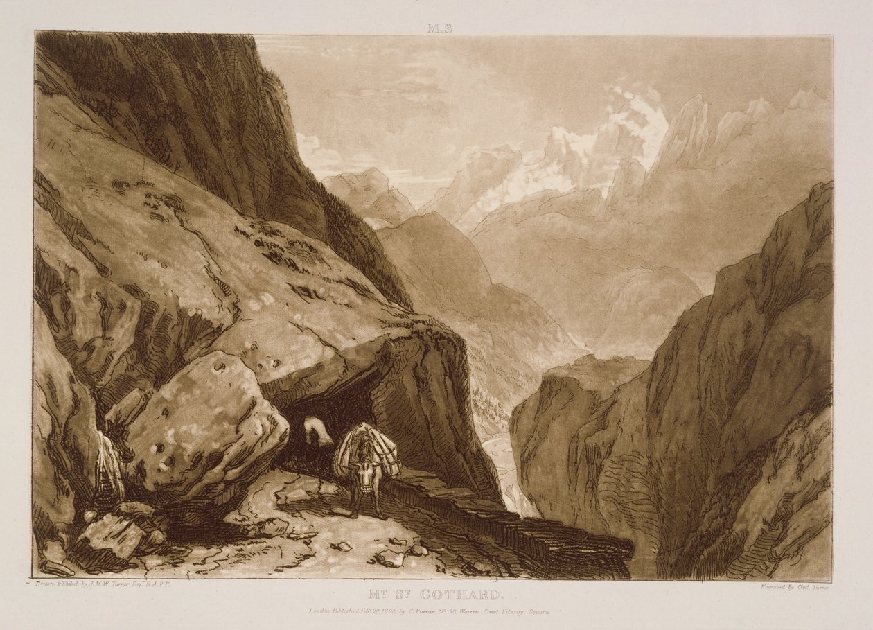 F.9.I St. Gothard hegy, a „Liber Studiorum”-ból, vésette: Charles Turner, 1808 alkotó: Joseph Mallord William Turner