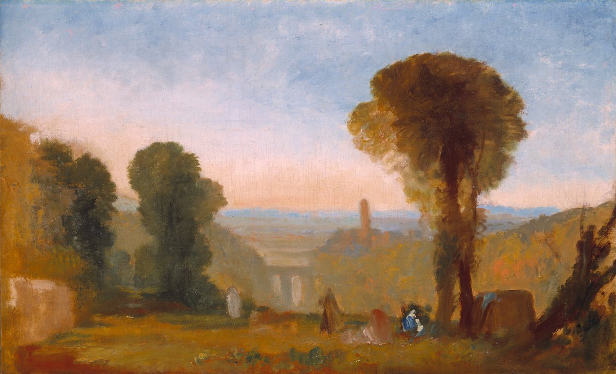 Olasz táj híddal és toronnyal alkotó: Joseph Mallord William Turner