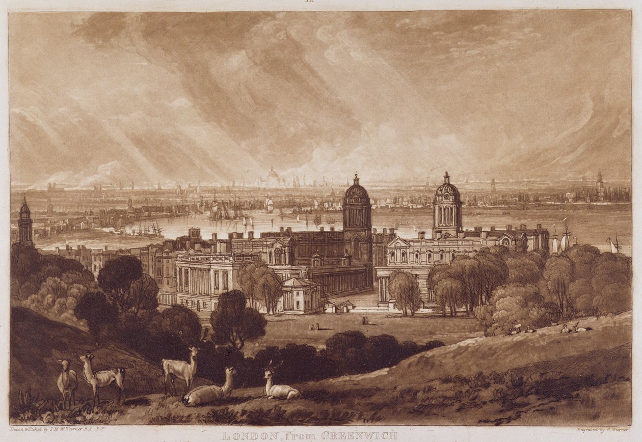 London Greenwichből, metszett: Charles Turner (1773-1857) 1811 alkotó: Joseph Mallord William Turner
