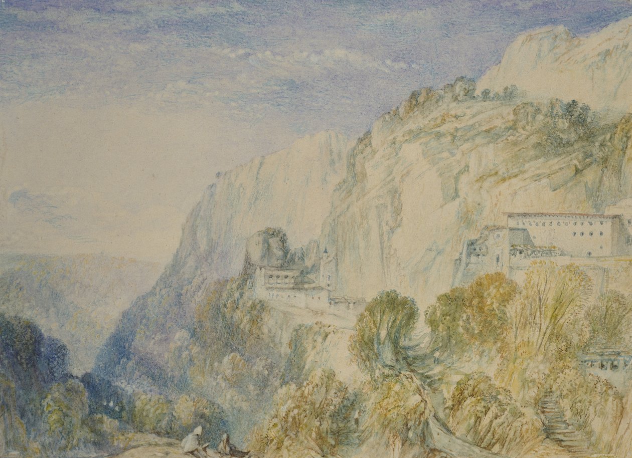 A Libanon-hegy és a Szent Antonio-kolostor, 1832–1834 (akvarell grafiton, tollal és barna tintával) alkotó: Joseph Mallord William Turner