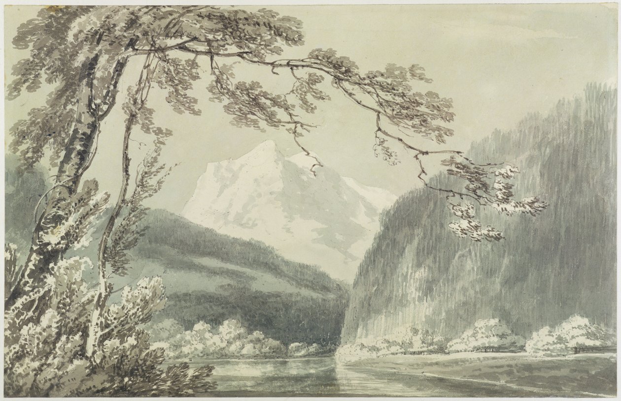 Grindelwald közelében, 1796 körül (kék és szürke festés a grafit felett a papíron) alkotó: Joseph Mallord William Turner