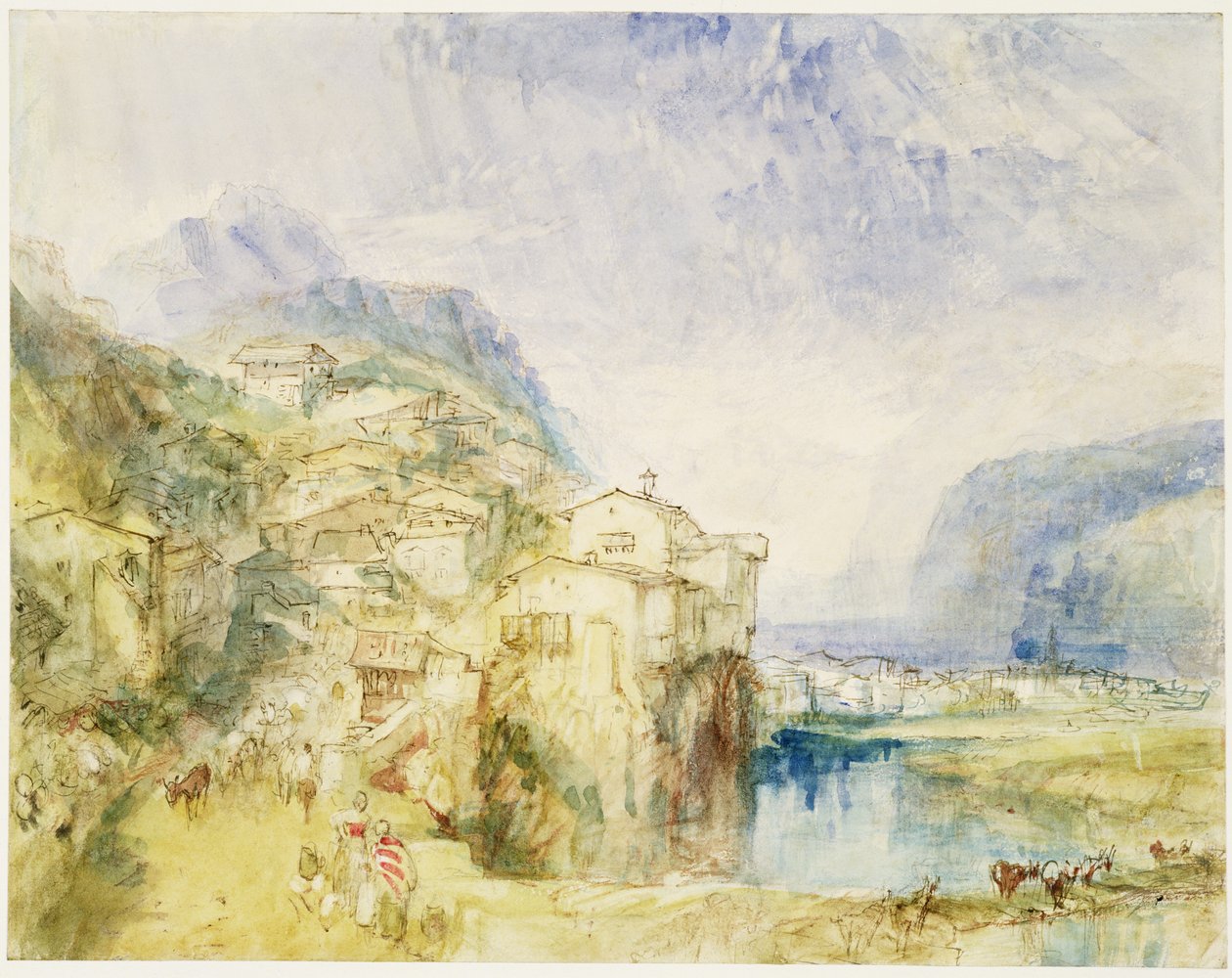 No.0584 Brunnen, a Luzerni-tóval a távolban, 1842 körül (wc és tinta) alkotó: Joseph Mallord William Turner