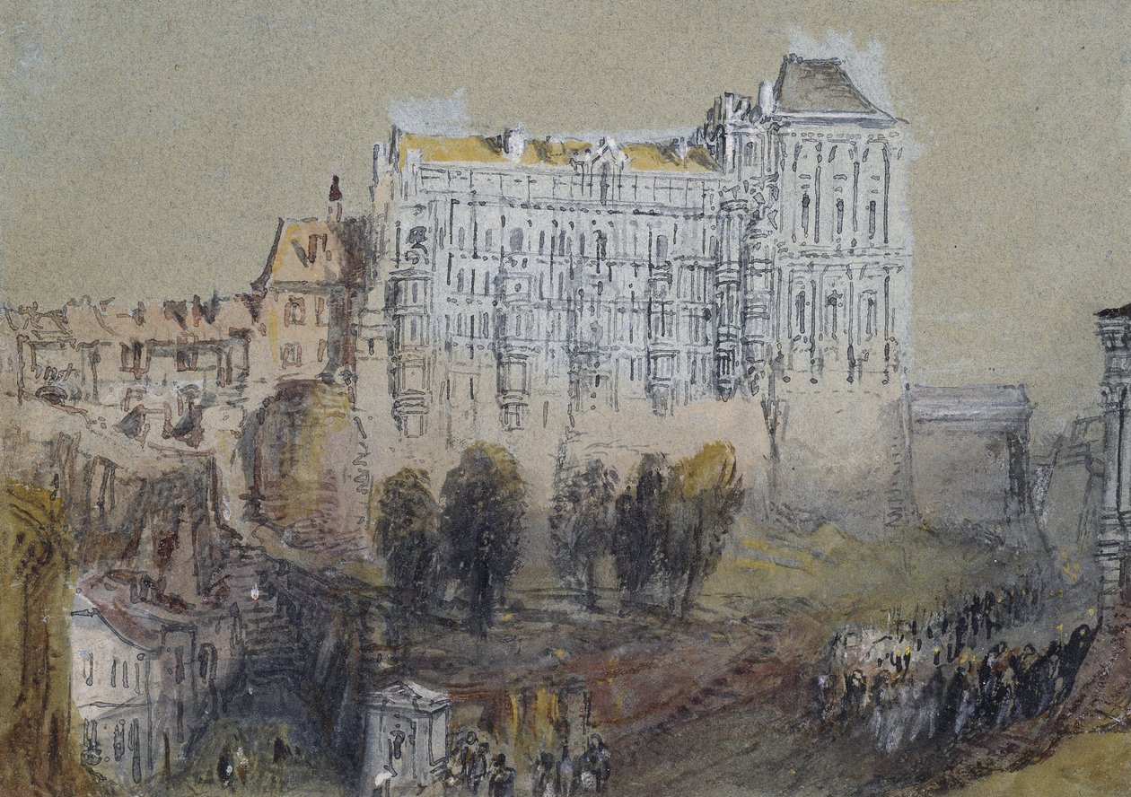 Blois-i palota, c. 1830 (akvarell grafit felett testszínnel és tollal, valamint barna és fekete tintával) alkotó: Joseph Mallord William Turner
