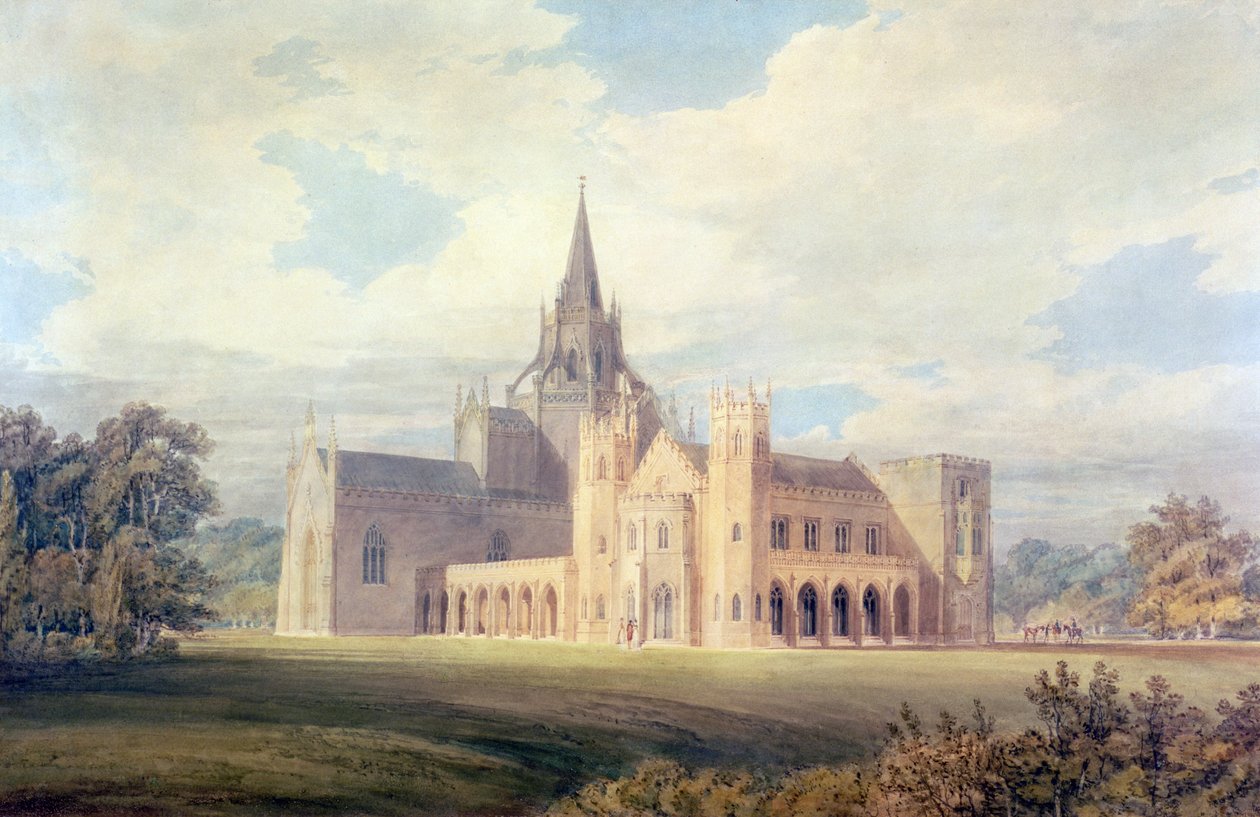 Perspektivikus kilátás a Fonthill-apátságra délnyugat felől, 1799 körül (wc und gouache papíron) alkotó: Joseph Mallord William Turner