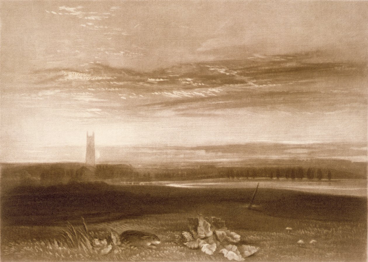R.809 Gloucester Cathedral, a "Little Liber"-ből, a művész metszetével, 1826 körül (mezzotinta) alkotó: Joseph Mallord William Turner