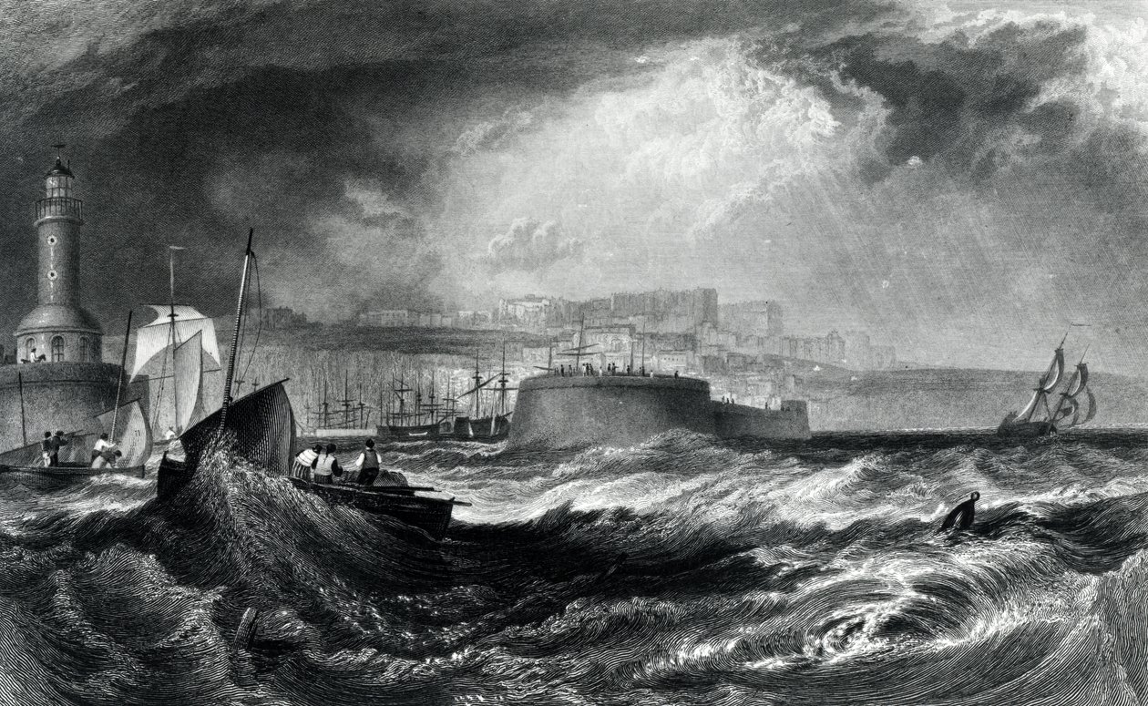 Ramsgate, Kent a „Picturesque Views on the Southern Coast of England” című művéből, amelyet Robert Wallis vésett, 1824 alkotó: Joseph Mallord William Turner