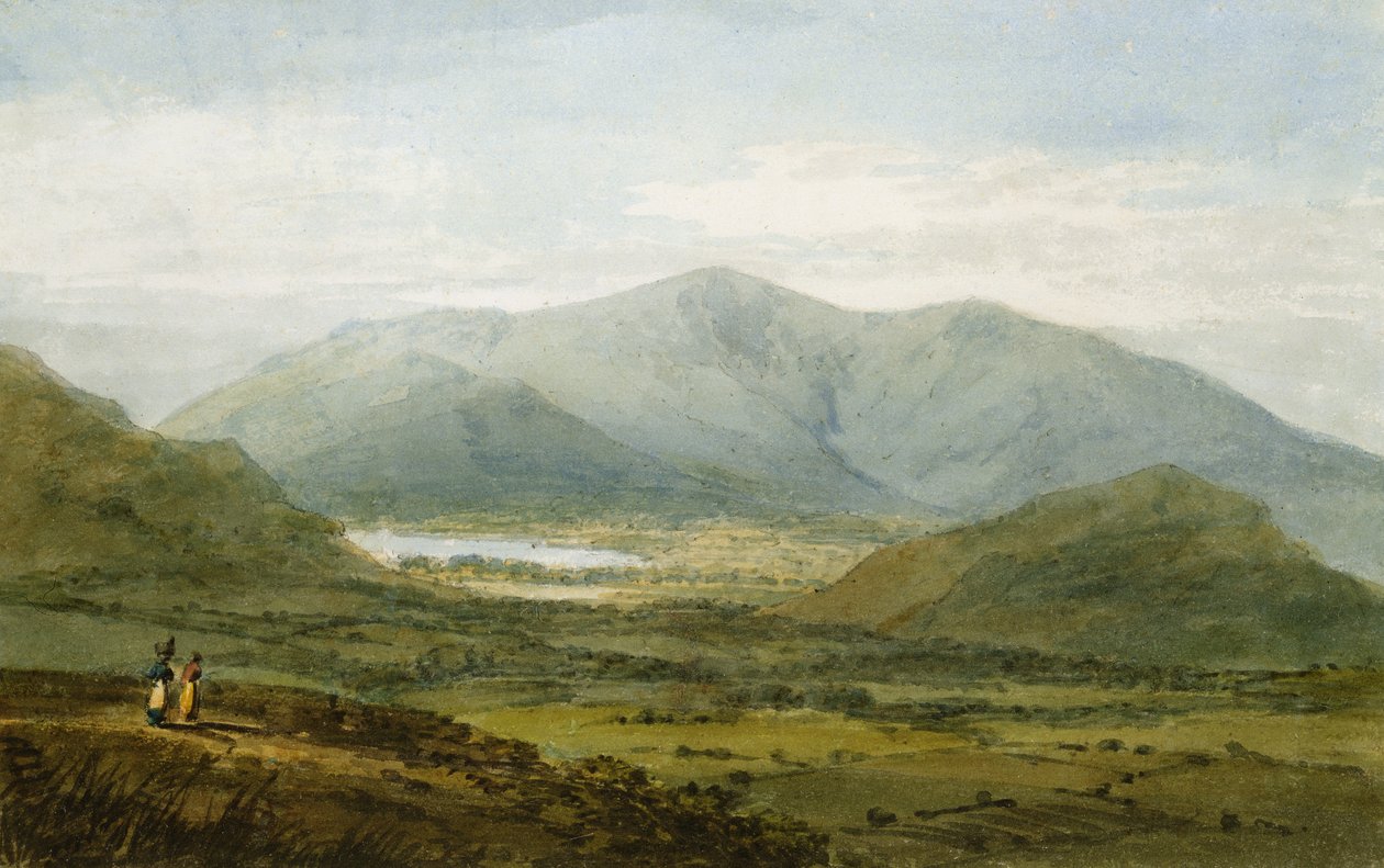 Skiddaw a Newlands Valley-ből, a Bassenthwaite-tó a távolban (ceruza és WC papíron) alkotó: Joseph Mallord William Turner