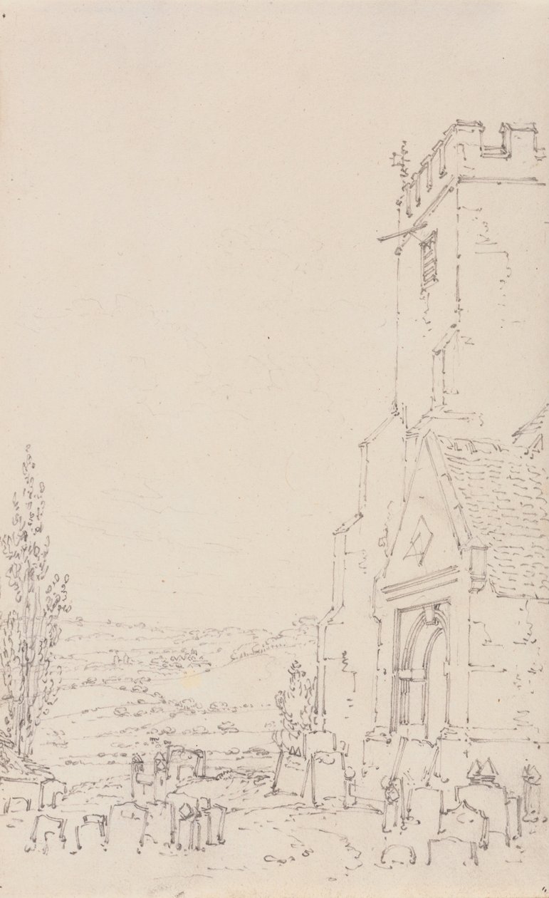 Egy ismeretlen templom déli tornáca és tornya alkotó: Joseph Mallord William Turner