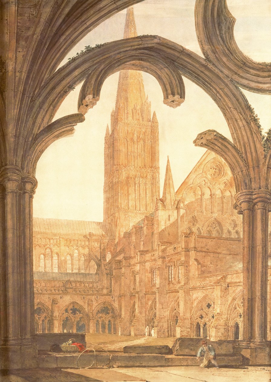 A salisburyi katedrális déli látképe a kerengő felől, 1802 alkotó: Joseph Mallord William Turner