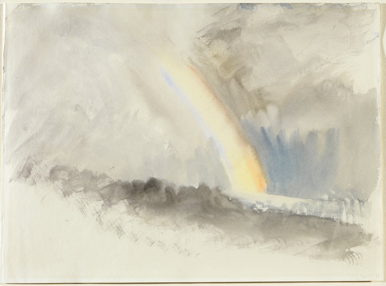 Viharos táj szivárvánnyal, 1824 körül (wc papíron) alkotó: Joseph Mallord William Turner