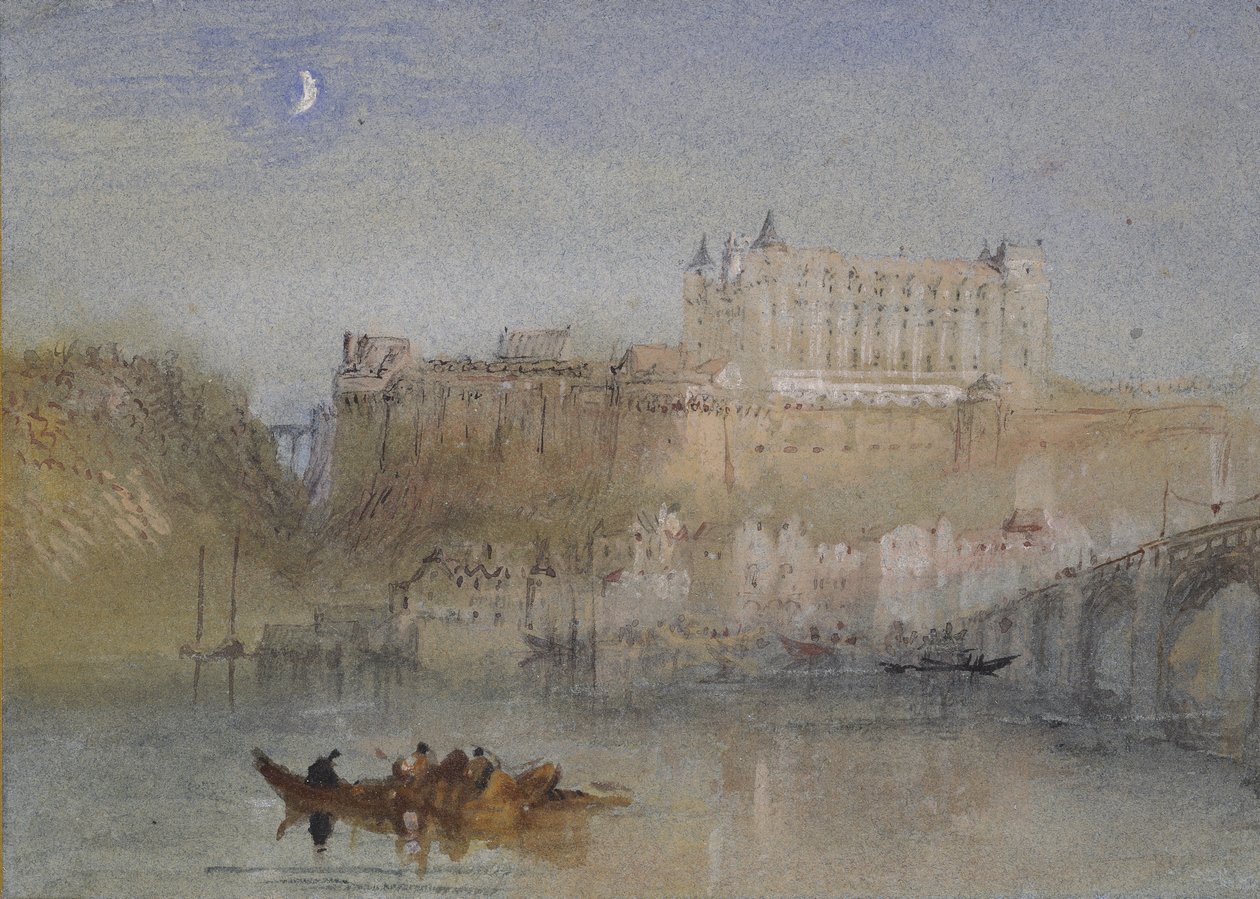 A híd és a kastély Amboise-ban, c. 1830 (akvarell grafit felett testszínnel és tollal, valamint barna, fekete és vöröses tintával) alkotó: Joseph Mallord William Turner