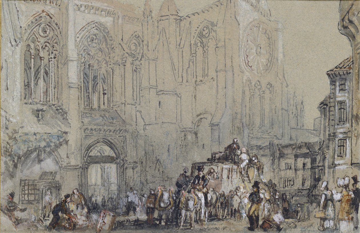 A St Julien-templom, Tours, c. 1830 (akvarell grafit felett testszínnel és tollal, valamint barna és fekete tintával) alkotó: Joseph Mallord William Turner