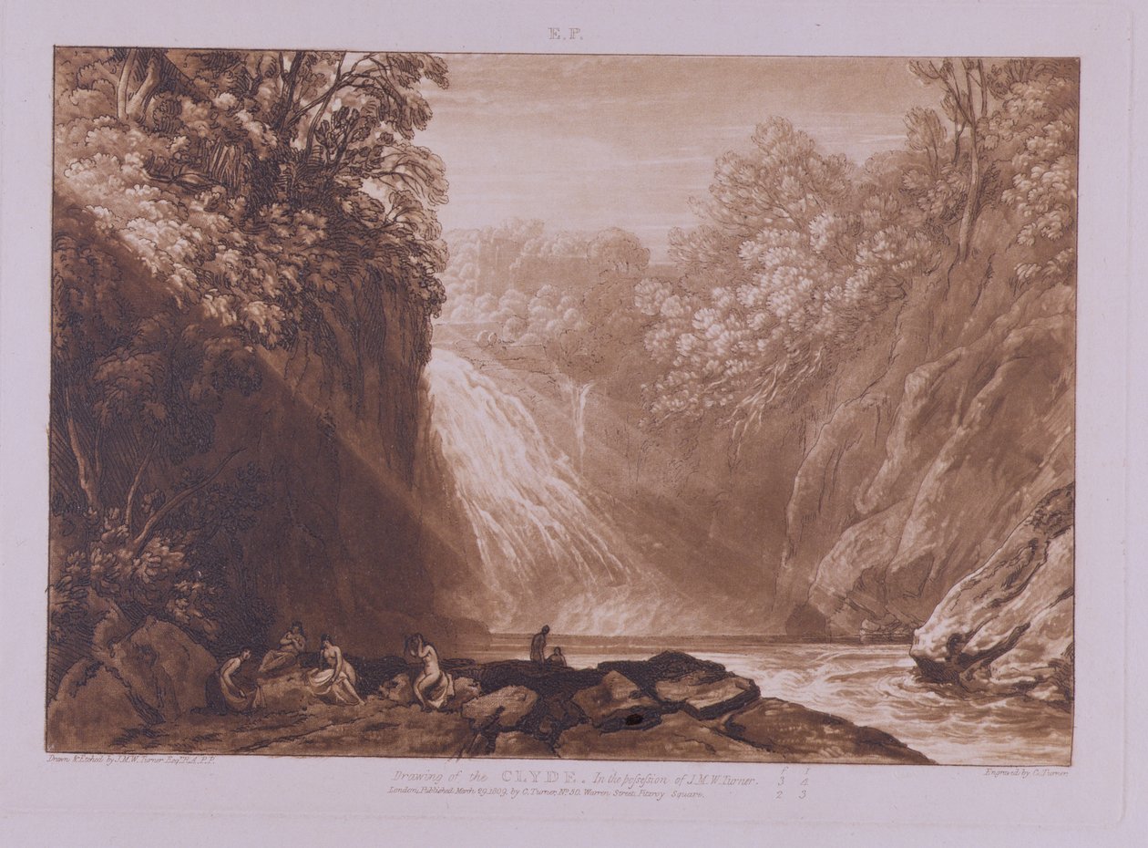 The Fall of the Clyde, metszett: Charles Turner (1773-1857), 1859-60 (rézkarc és metszet) alkotó: Joseph Mallord William Turner