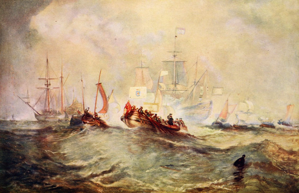 Orániai Vilmos partraszállása Torbayban, 1688 alkotó: Joseph Mallord William Turner