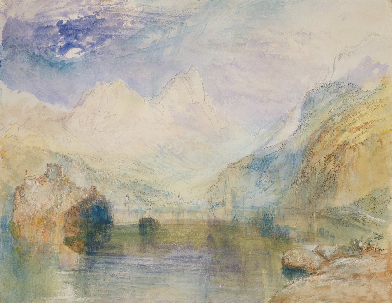 A Lauerzersee Schwyzzel és a Mythennel alkotó: Joseph Mallord William Turner