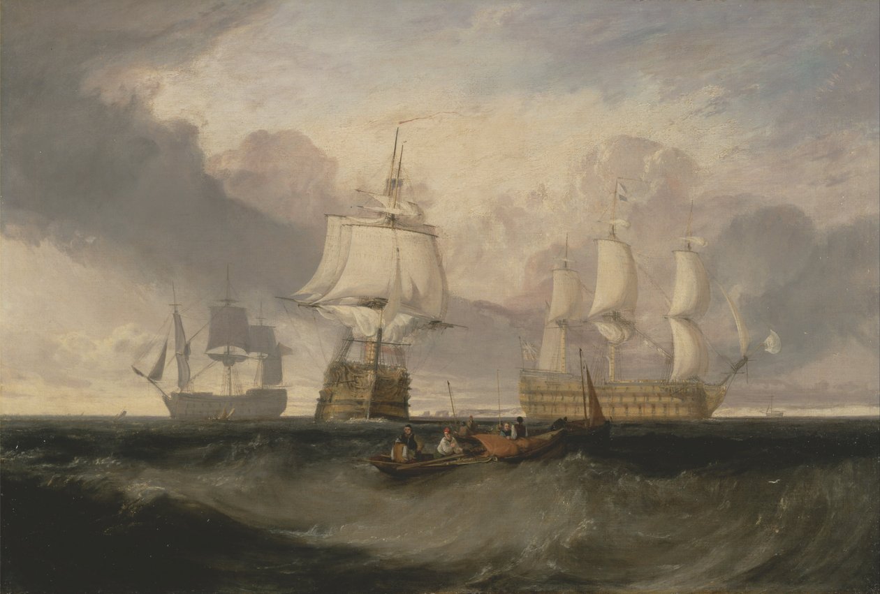 A győzelem visszatérő Trafalgarból, három pozícióban alkotó: Joseph Mallord William Turner