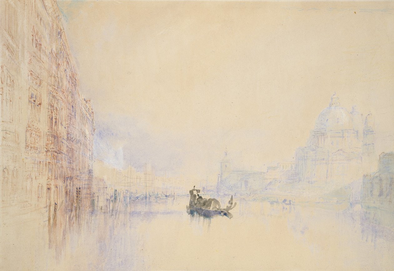 Velence: Canal Grande, 1840 (akvarell grafit felett testfestékkel, tollal és piros tintával) alkotó: Joseph Mallord William Turner