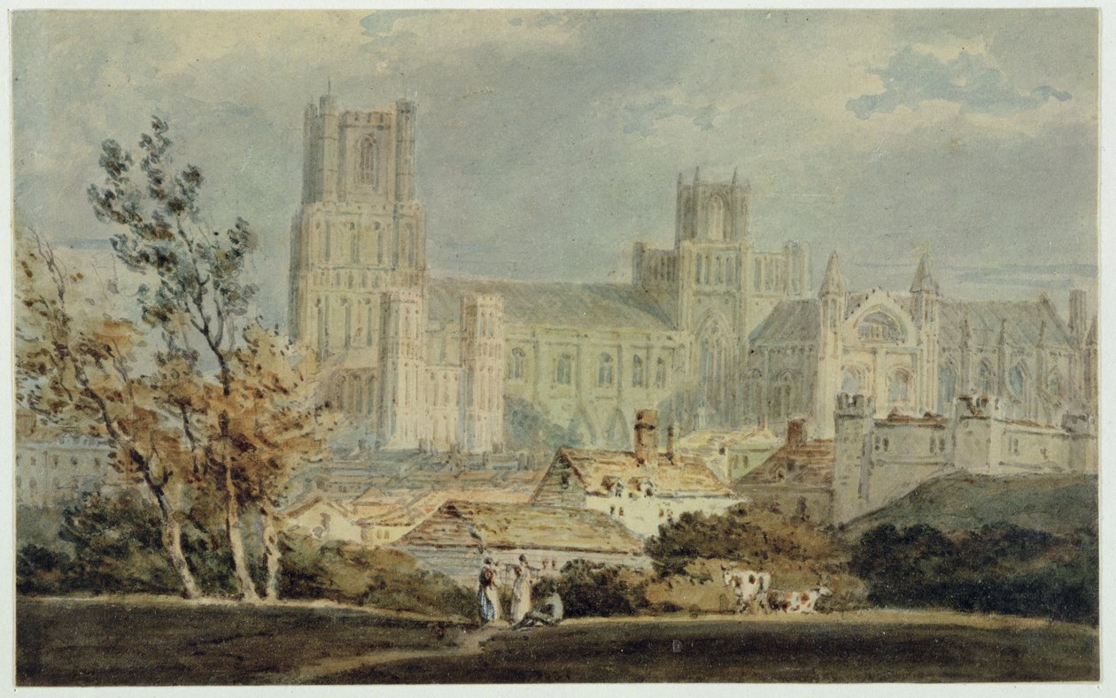 Kilátás az Ely-székesegyházra (ceruza és WC papíron) alkotó: Joseph Mallord William Turner