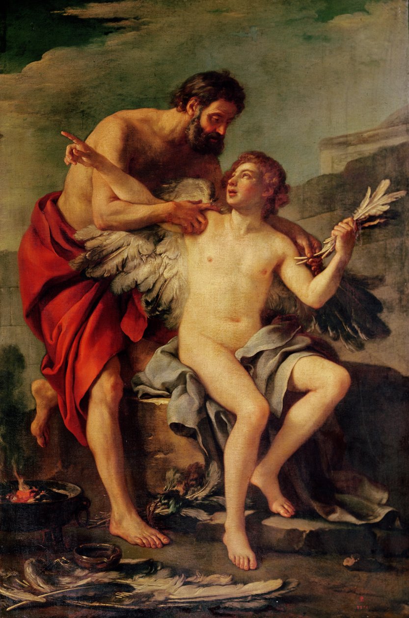 Daedalus Ikarusz szárnyait csatolva, 1754 körül alkotó: Joseph Marie, the Elder Vien