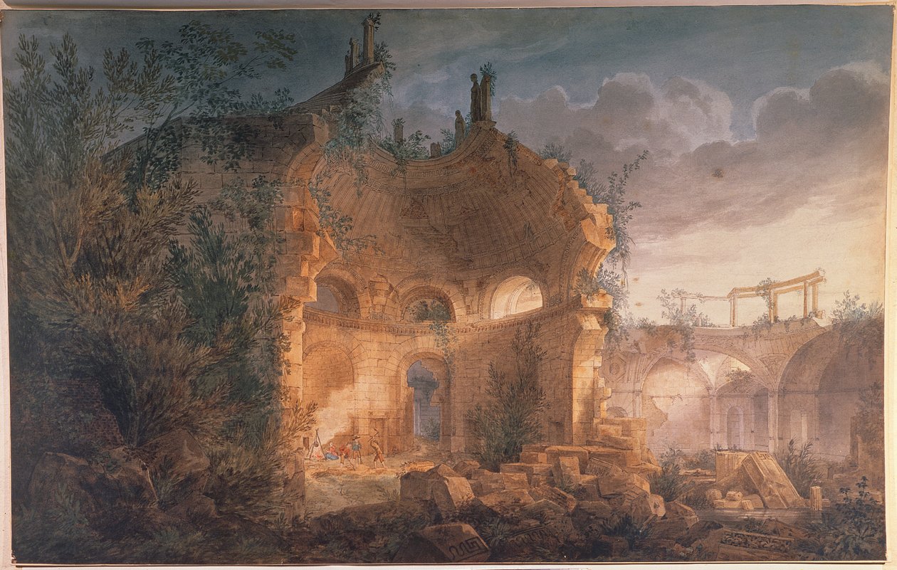 Sir John Soane: Rotunda of the Bank of England romokban (a wc fehérrel megnövelve a papíron) alkotó: Joseph Michael Gandy