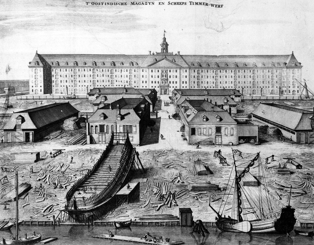 East India Company Hajógyár és raktár Amszterdamban, 1725 alkotó: Joseph Mulder