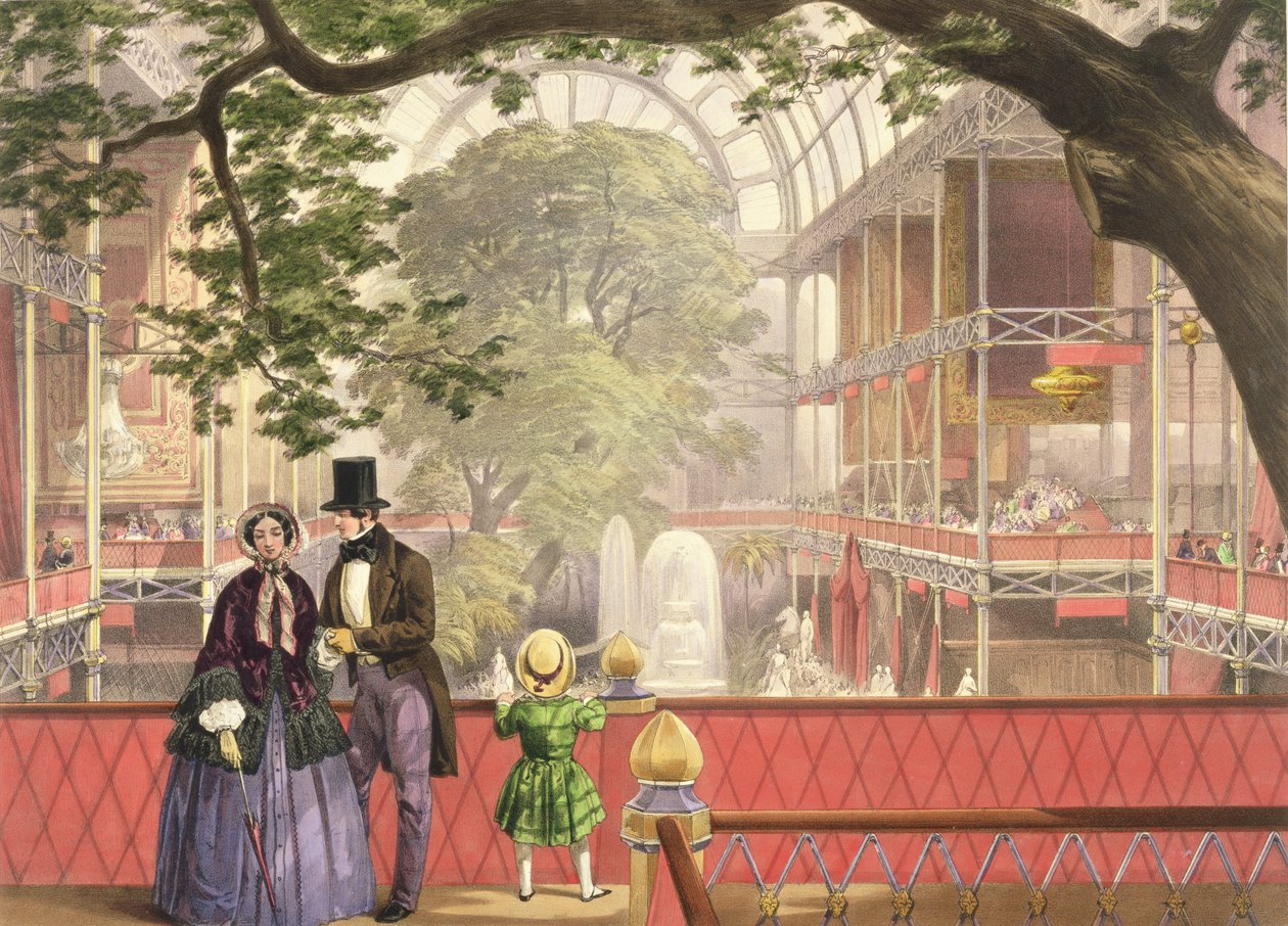Crystal Palace, a kereszthajó a Déli Galériából (színes litó) alkotó: Joseph Nash
