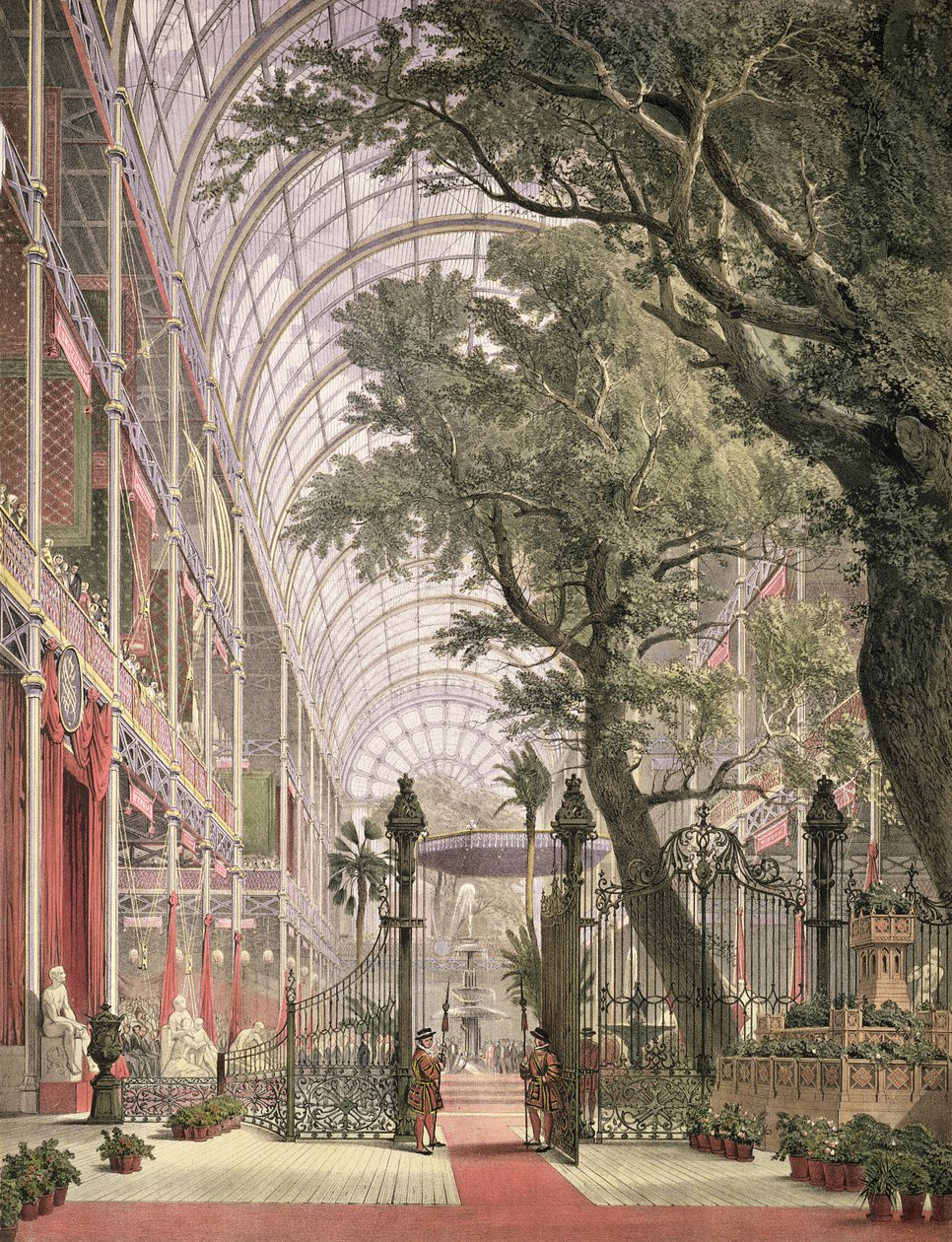 Várakozás a királynőre a Coalbrookdale kapunál, a „Dickinson átfogó képei az 1851-es nagy kiállításról” című művéből, 1854-ben alkotó: Joseph Nash