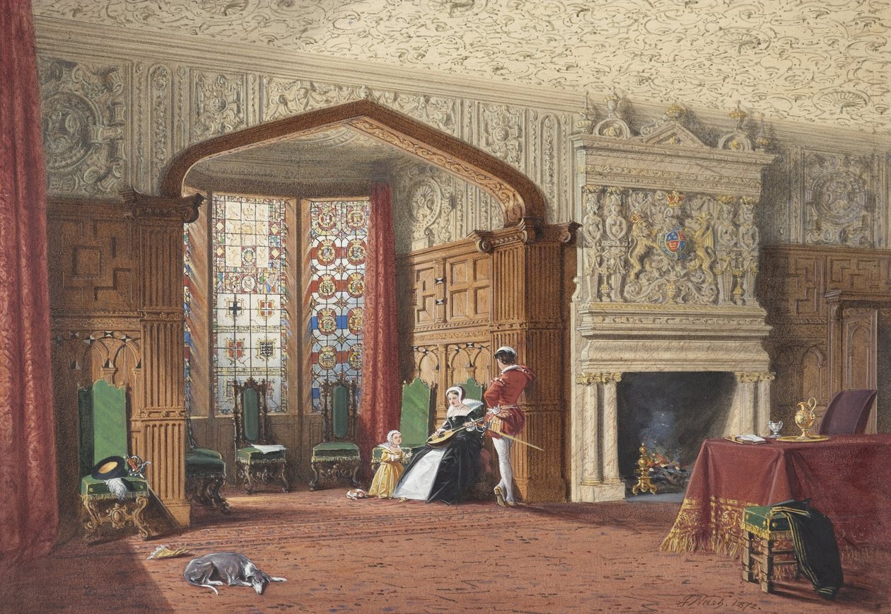 Erzsébet -kori szoba a Lyme Hallban, Cheshire -ben alkotó: Joseph Nash