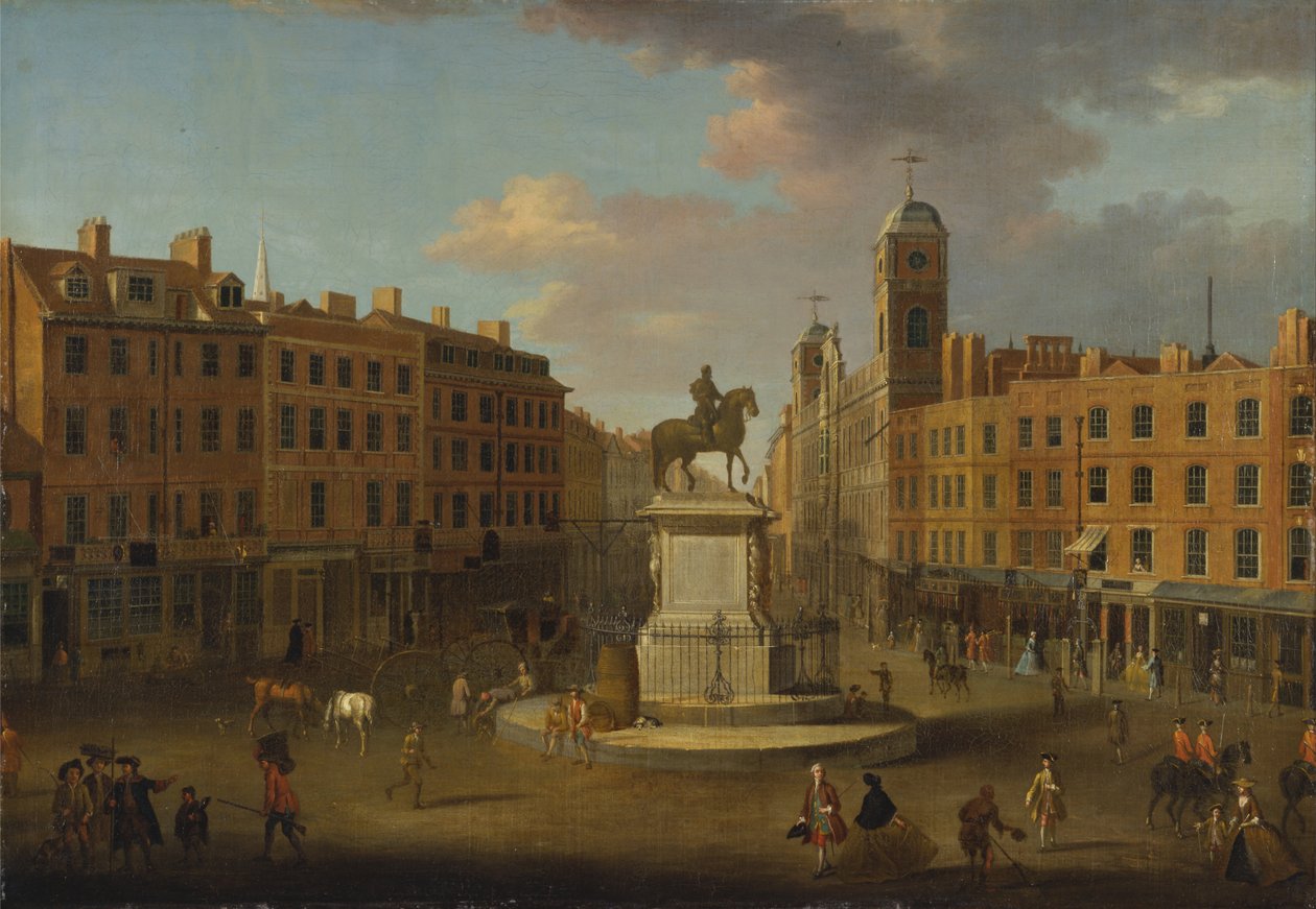 Charing Cross, I. Károly király szobrával és Northumberland House -val alkotó: Joseph Nickolls