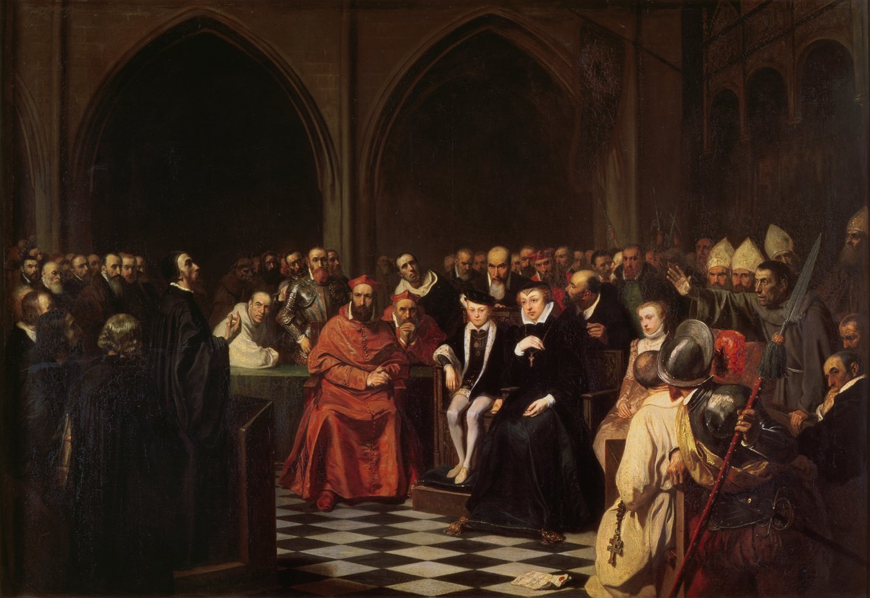 Poissy kollokviája 1561-ben, 1840-ben alkotó: Joseph Nicolas Robert Fleury