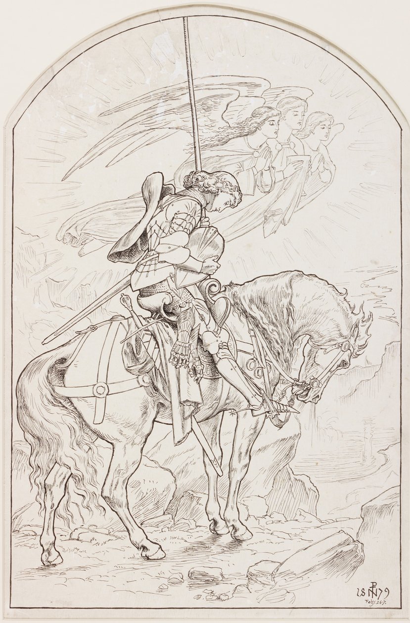 Vázlat a „Sir Galahadhoz” (tinta papíron) alkotó: Joseph Noel Paton