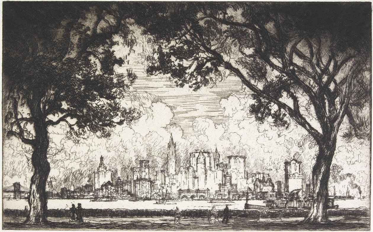 New York a Kormányzó szigetéről, 1915 alkotó: Joseph Pennell