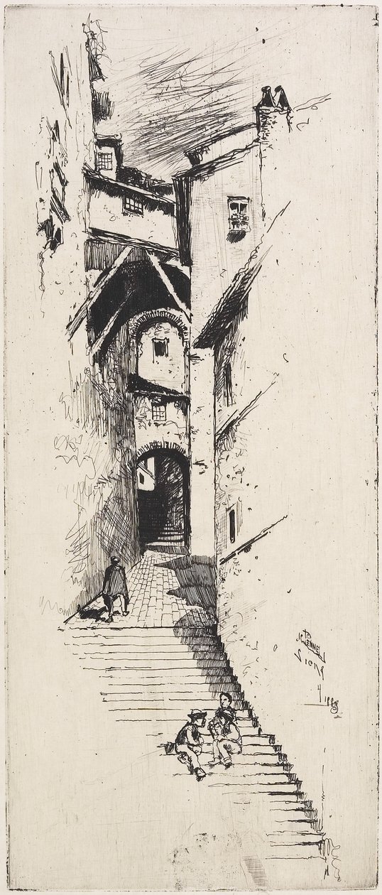 Lépcsősorok utcája, Siena, 1883 alkotó: Joseph Pennell