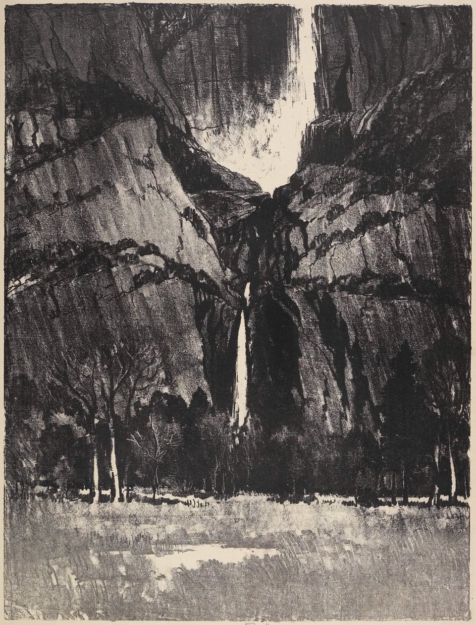 The Lower Falls, Yosemite, 1912 alkotó: Joseph Pennell
