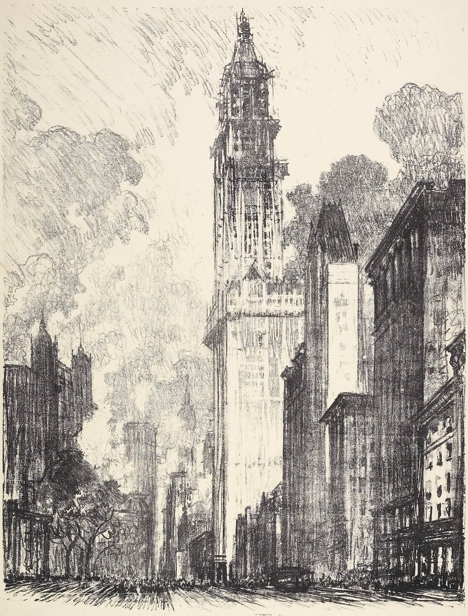 A Woolworth épület, 1912 alkotó: Joseph Pennell