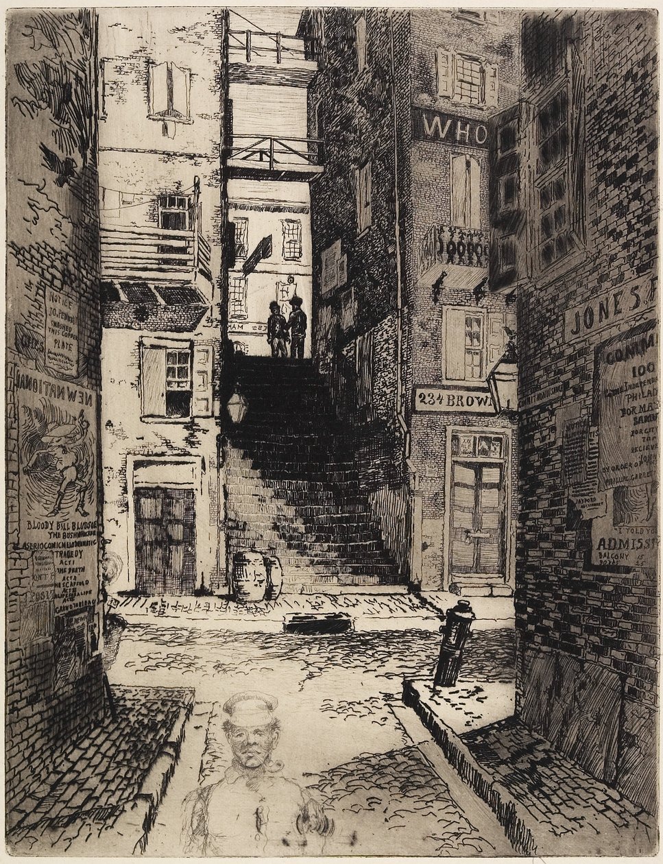 Water Street Stairs, Felnéz, 1881 alkotó: Joseph Pennell