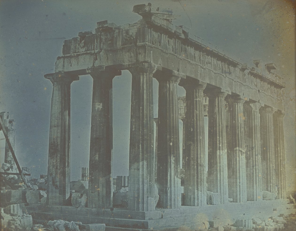 A Parthenon homlokzata és Északi oszlopsor az Akropoliszon, Athén alkotó: Philibert Joseph Girault de Prangey