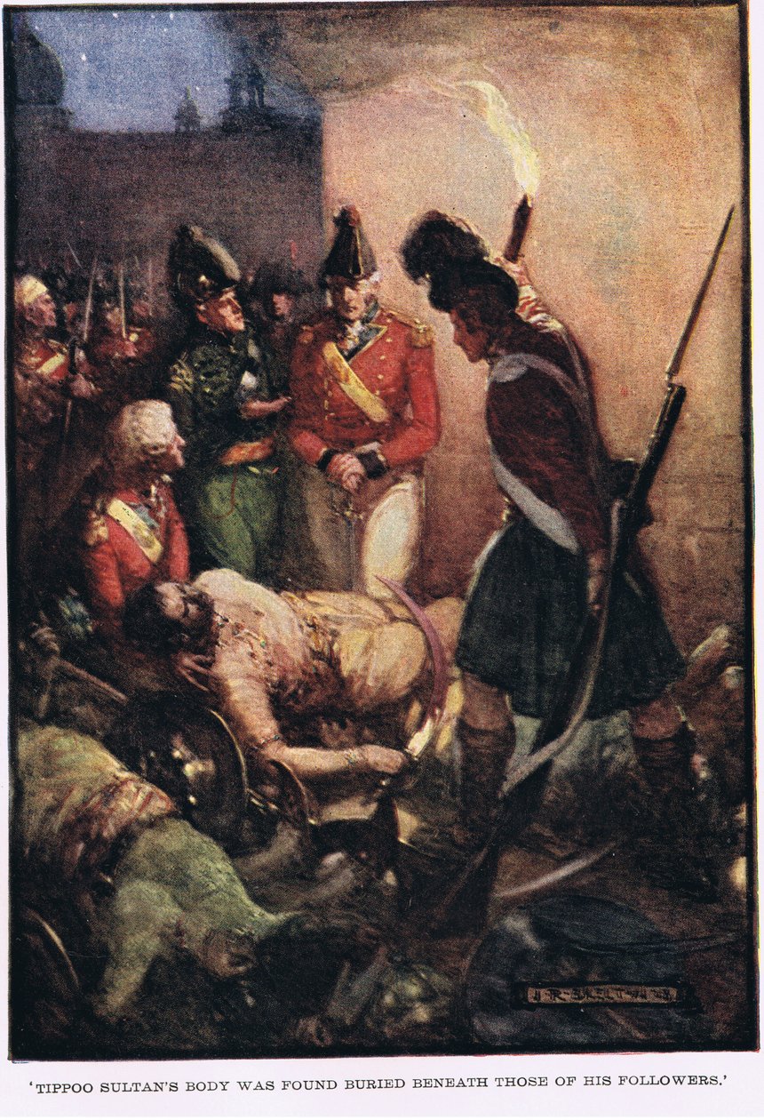 Tipoo Szultán holttestét hívei holtteste alá temetve találták meg. alkotó: Joseph Ratcliffe Skelton