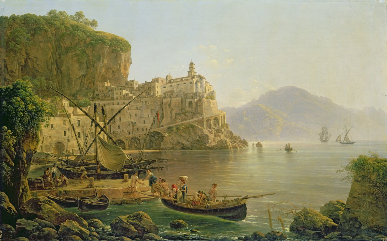 Kilátás Atrani felé az Amalfi-parton, 1817 alkotó: Joseph Rebell