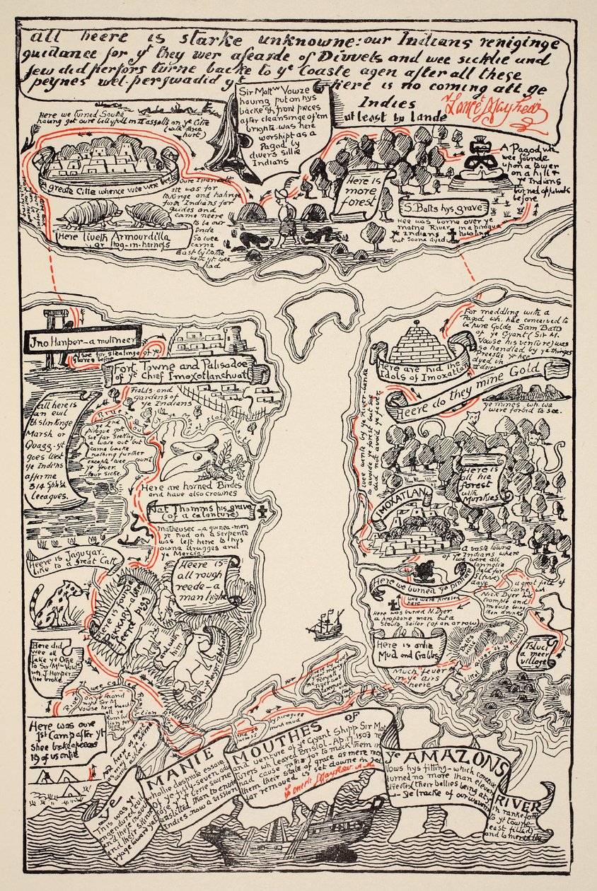 A zavaros Amazonas felbujtó térképe, illusztráció Rudyard Kipling "Just So Stories for Little Children" című művéből, kiadó: Rudyard Kipling. London, 1951 alkotó: Joseph Rudyard Kipling