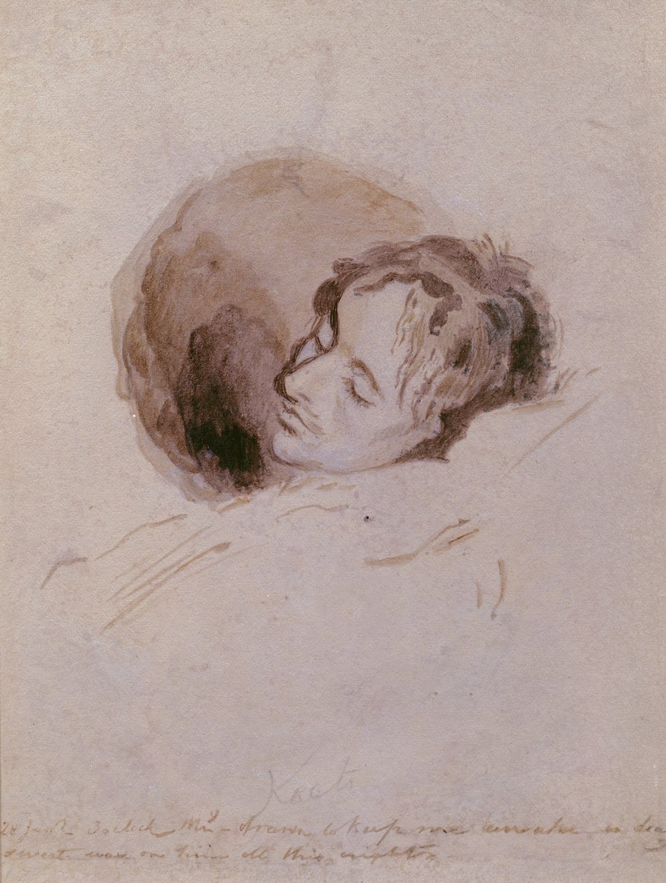 Keats a halálos ágyán, 1821 (tintamosás papíron) alkotó: Joseph Severn