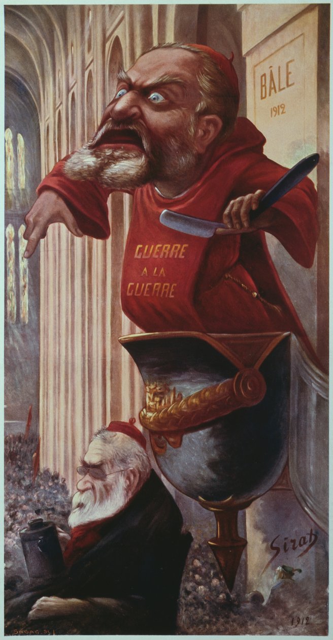 Jean Jaures és Edouard Vaillant karikatúrája a Második Szocialista Internacionálé 1912-es bázeli kongresszusán. alkotó: Joseph Sirat