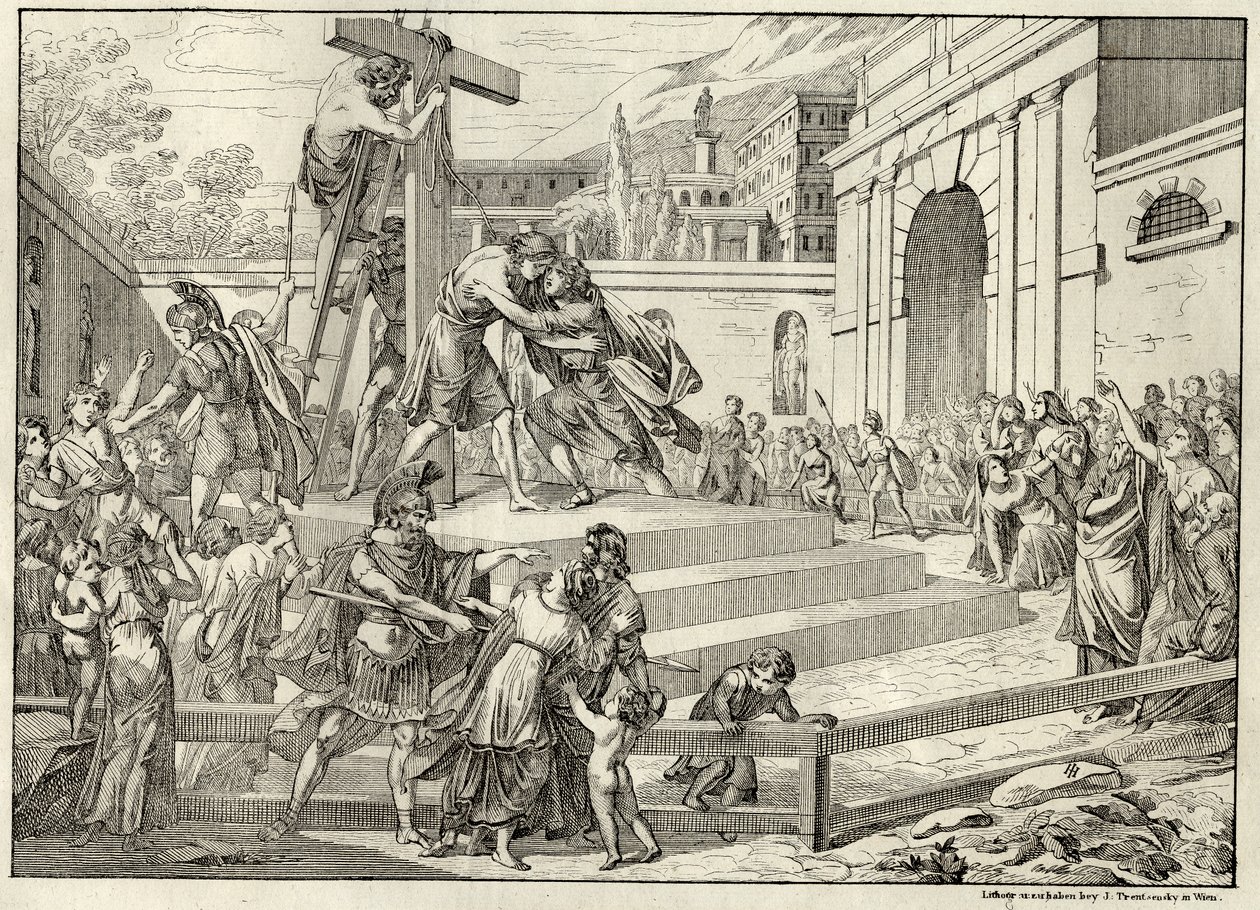 Friedrich Schiller Die Bürgschaft című balladájának illusztrációja. alkotó: Joseph Trentsensky