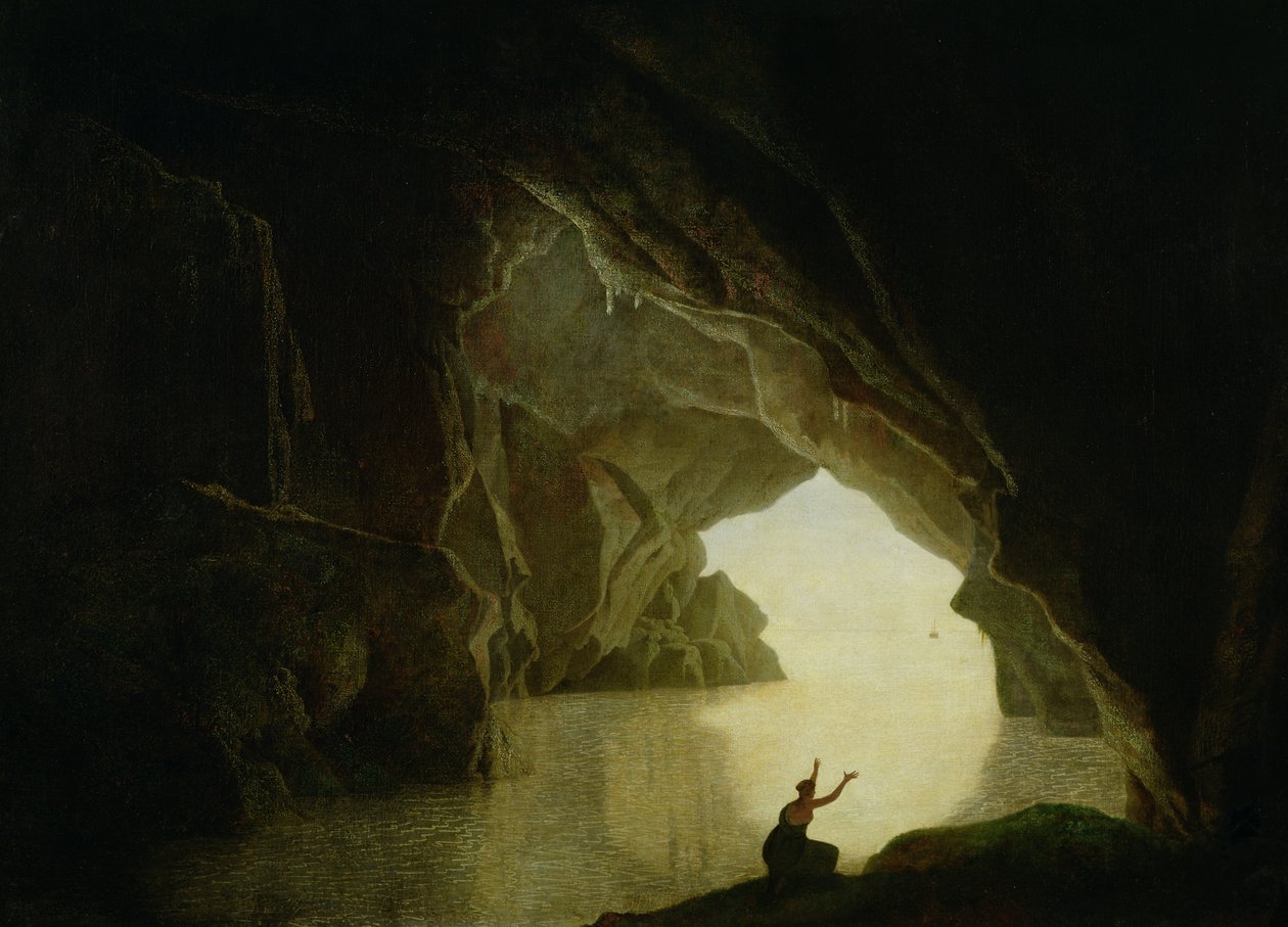 Barlang a Salernumi-öbölben, a Rómából száműzött Júlia alakjával, kiv. 1780 (72365 pár) alkotó: Joseph Wright of Derby
