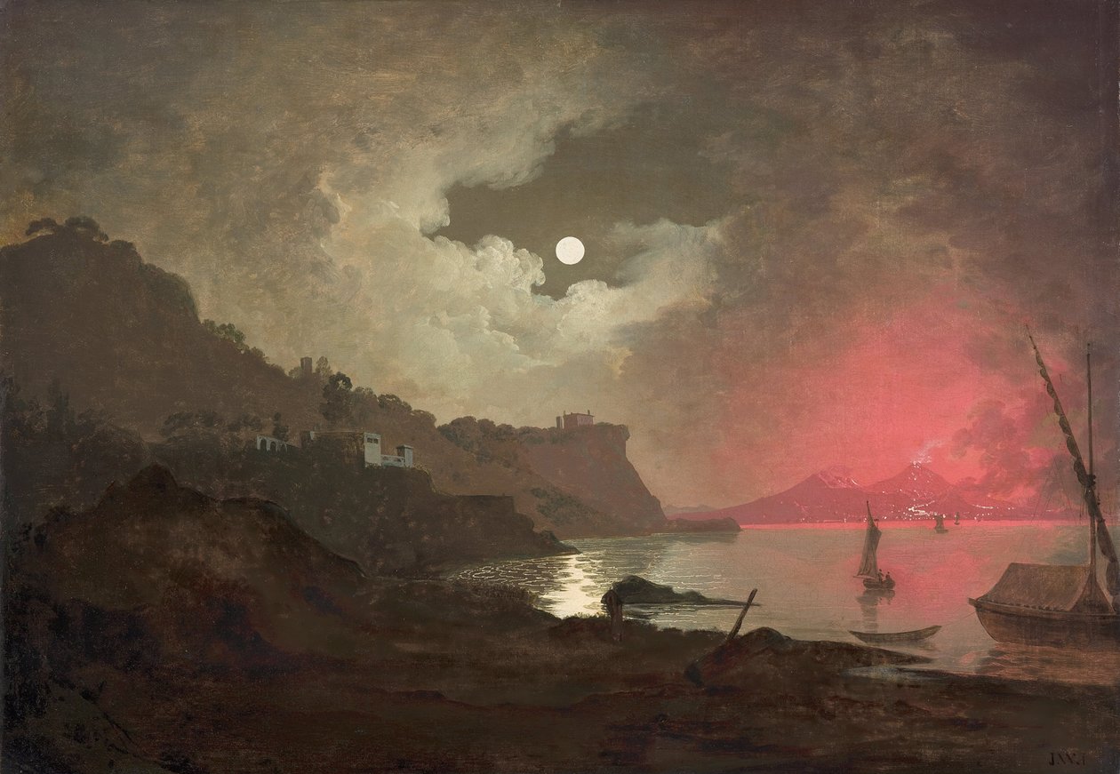 Kilátás a Vezúvra a nápolyi Posillipo városából alkotó: Joseph Wright of Derby