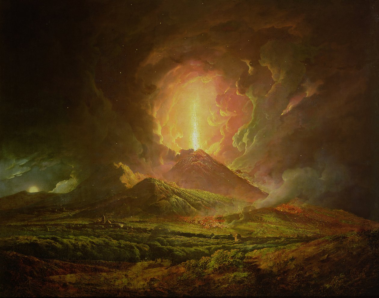 A Vezúv kitörése, Portici felől nézve, 1774-6 alkotó: Joseph Wright of Derby